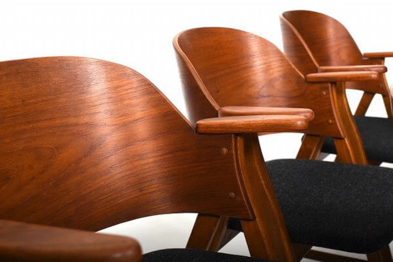 6 Danish teak and oak shell chairs, 1950s 7