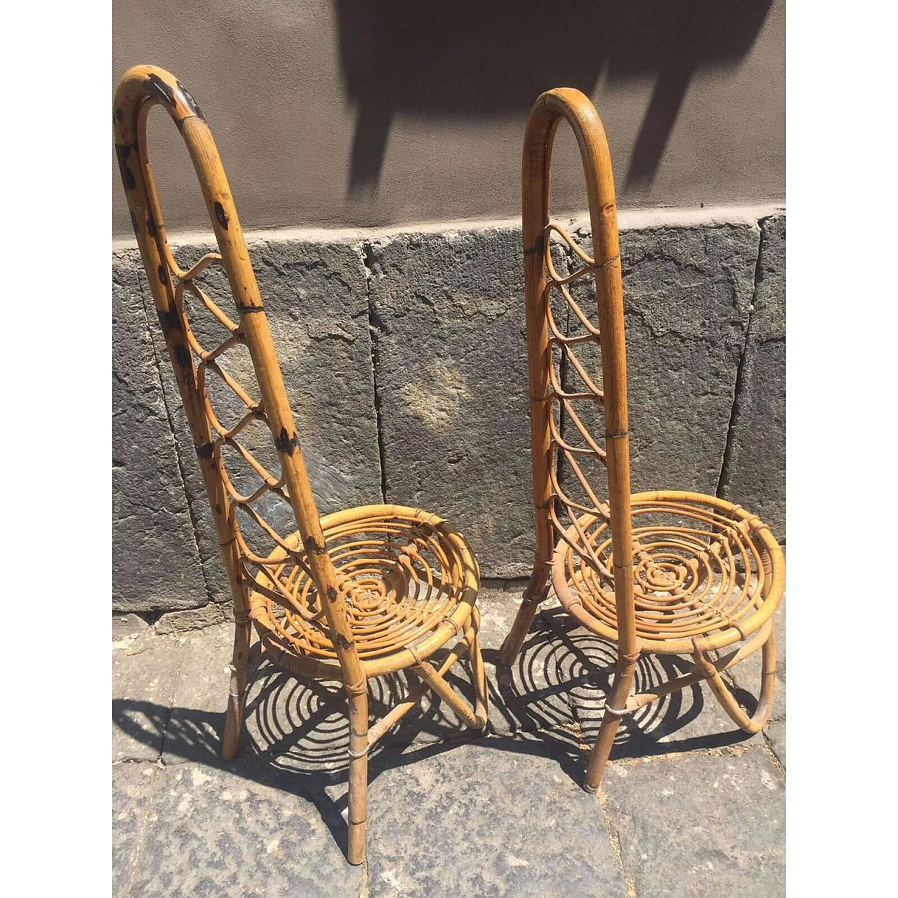 Pair of bamboo chairs by Pierantonio Bonacina, 1960s 2