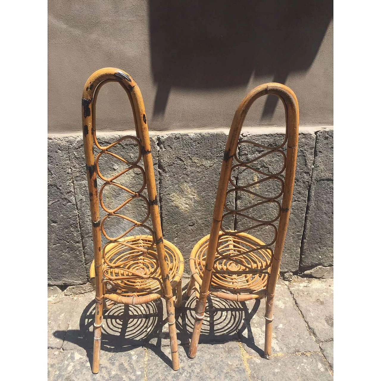 Pair of bamboo chairs by Pierantonio Bonacina, 1960s 5