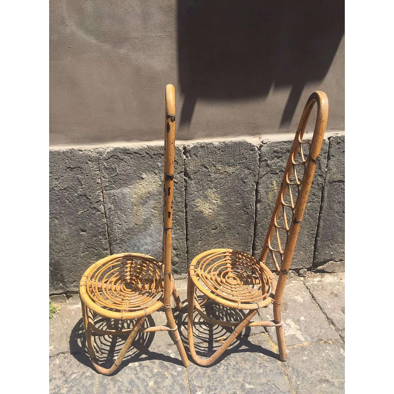 Pair of bamboo chairs by Pierantonio Bonacina, 1960s 6