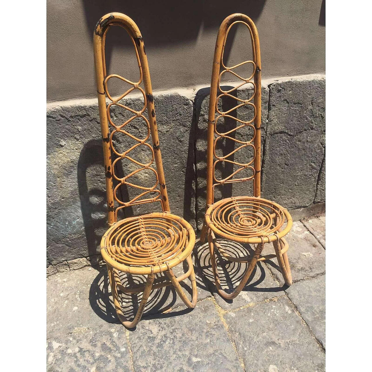 Pair of bamboo chairs by Pierantonio Bonacina, 1960s 12