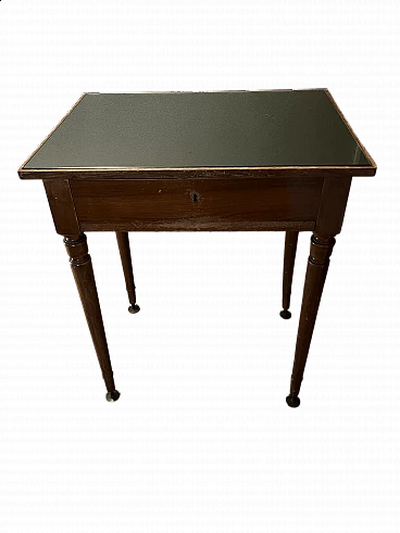 Wooden side table with glass top, early 20th century