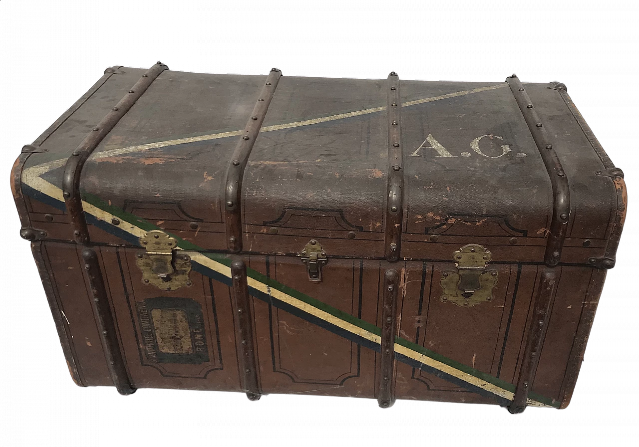 Canvas-covered travel trunk, early 19th century 6