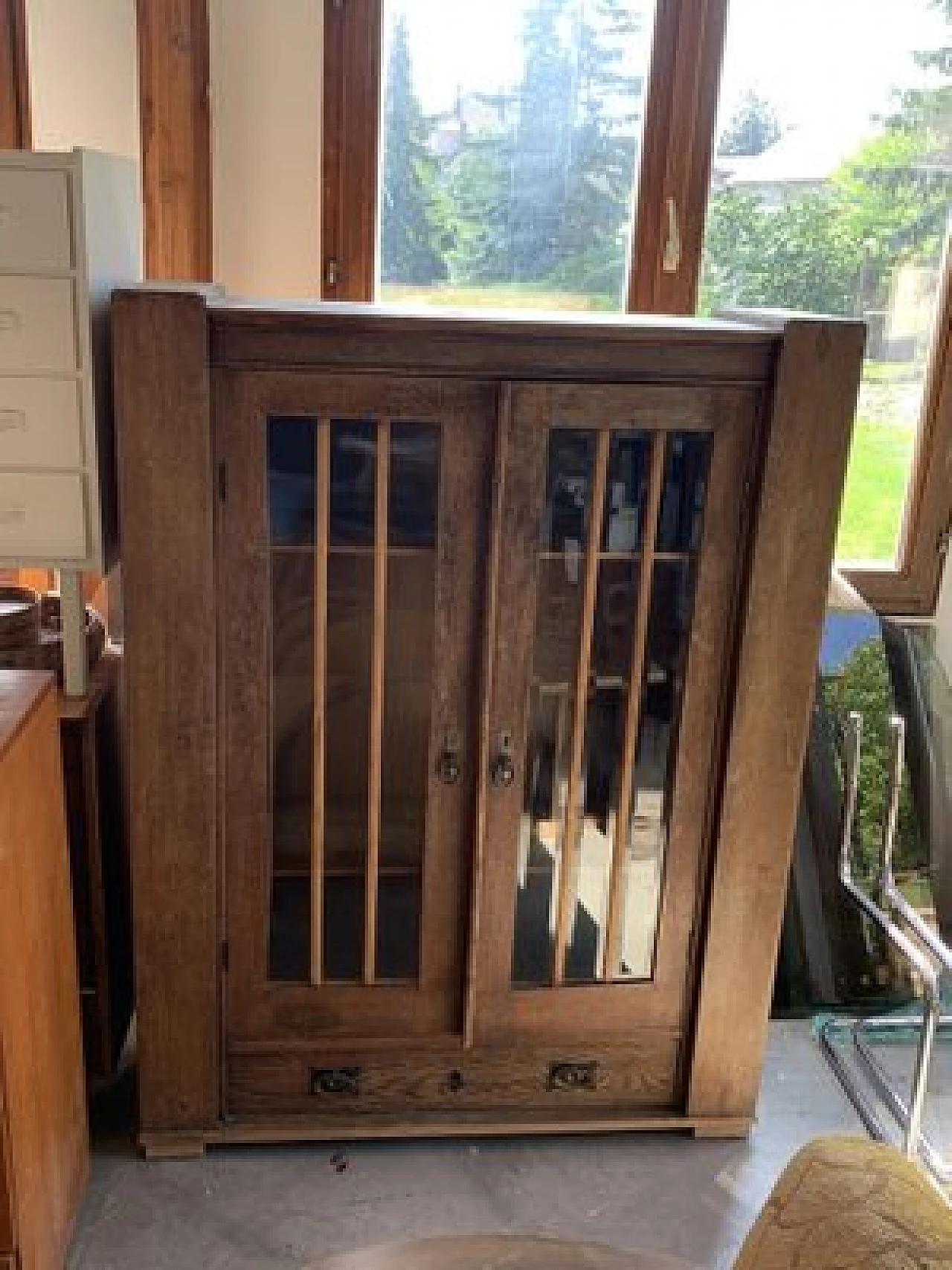 Oak closet with glass doors, early 20th century 1