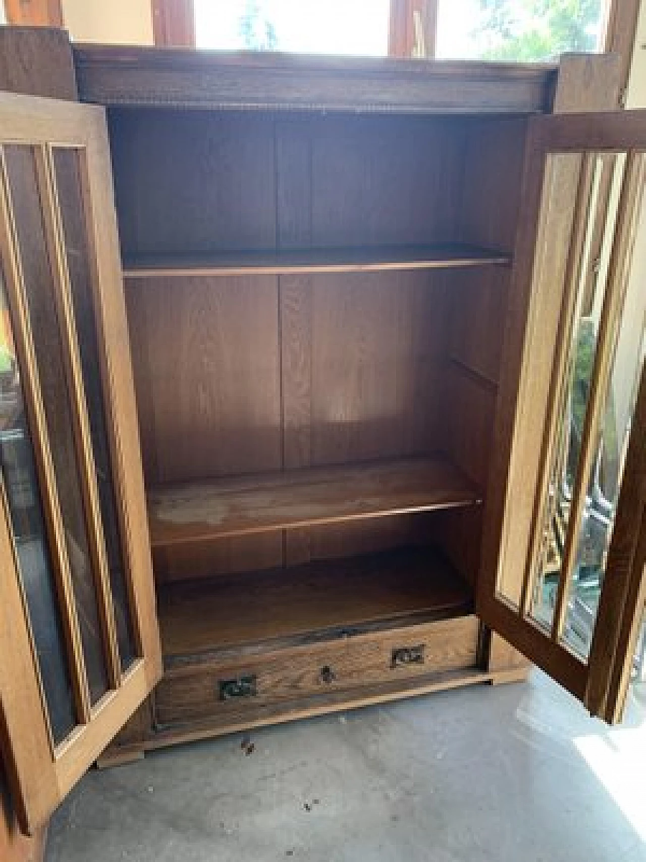 Oak closet with glass doors, early 20th century 2