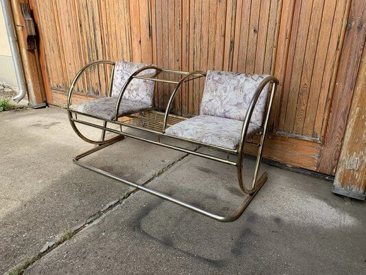 Brass two-seater bench, 1950s 1