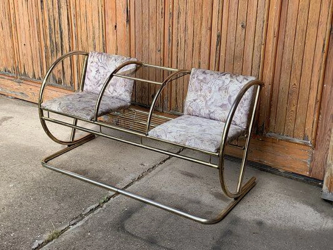 Brass two-seater bench, 1950s 3