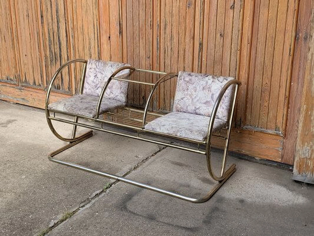 Brass two-seater bench, 1950s 4