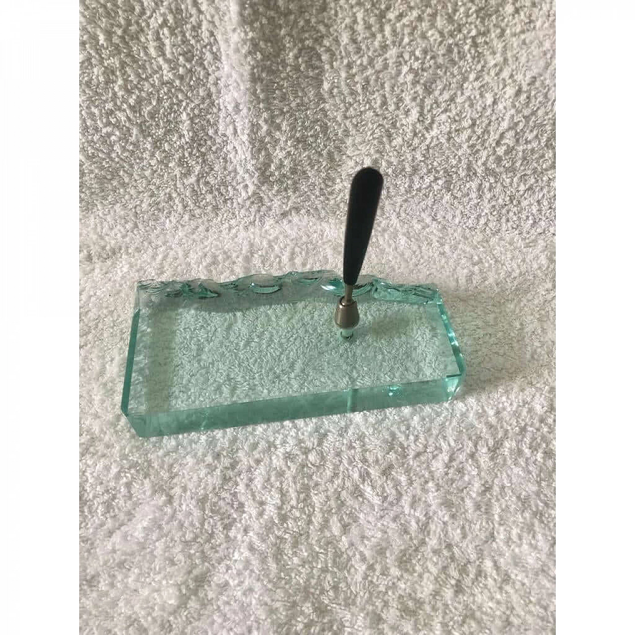 Frosted Murano glass desk pen holder in the style of Fontana Arte, 1950s 4