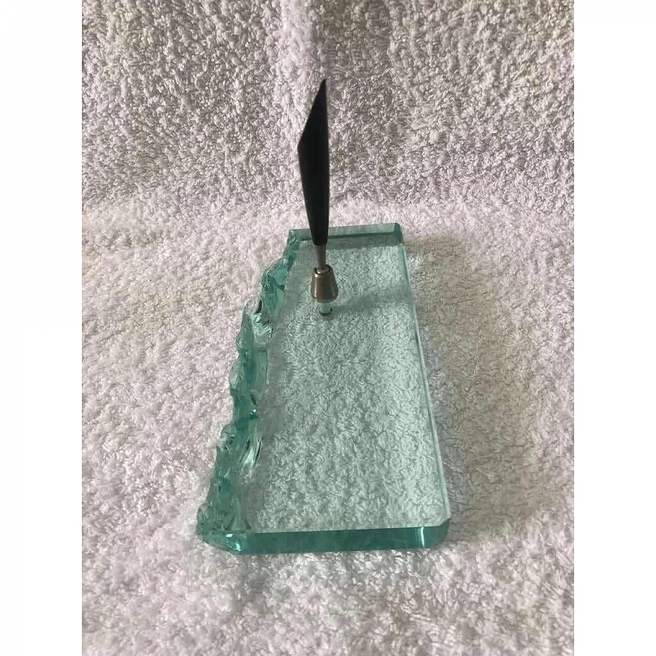 Frosted Murano glass desk pen holder in the style of Fontana Arte, 1950s 8