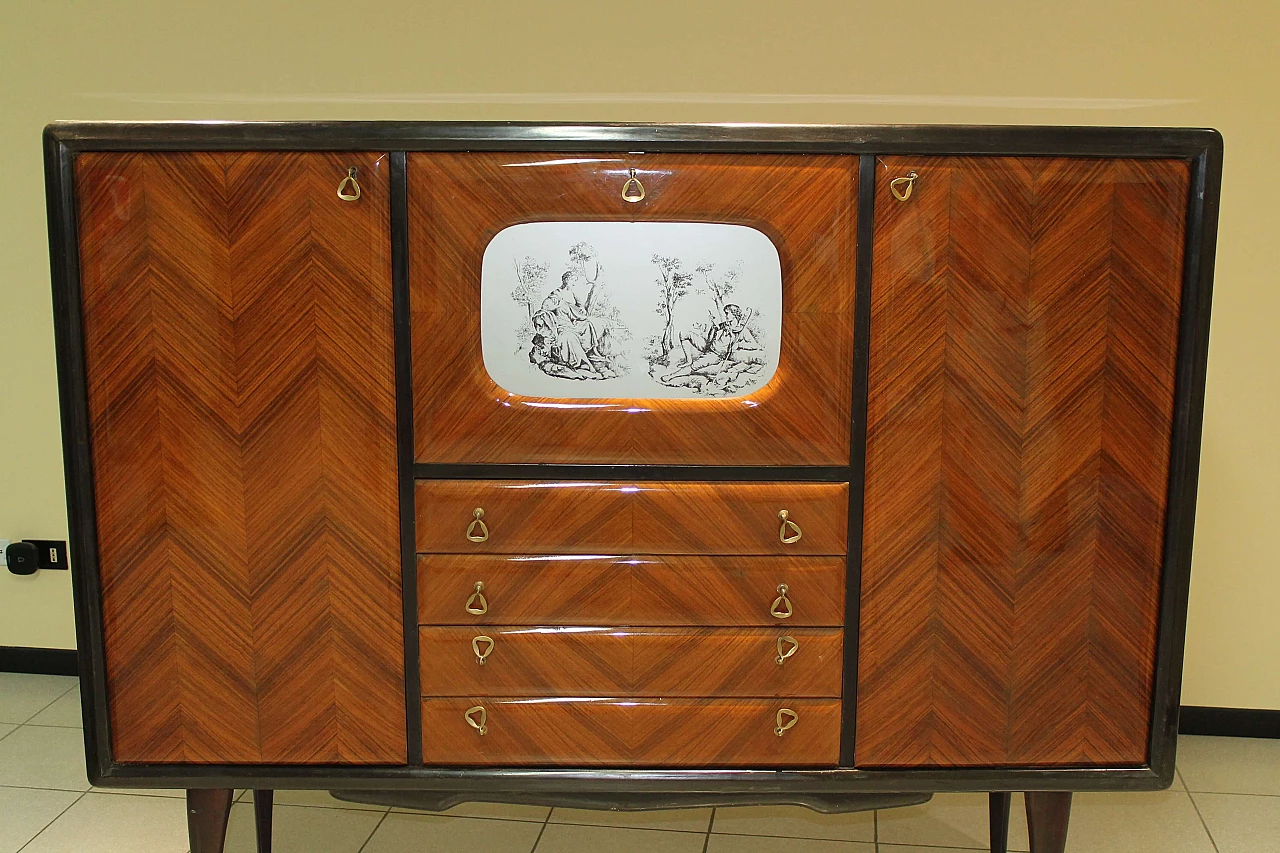 Sideboard with decorated glass, 19th century 1