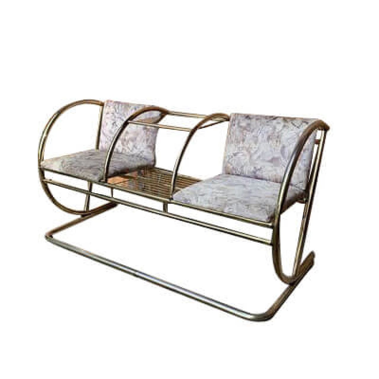 Brass two-seater bench, 1950s 7