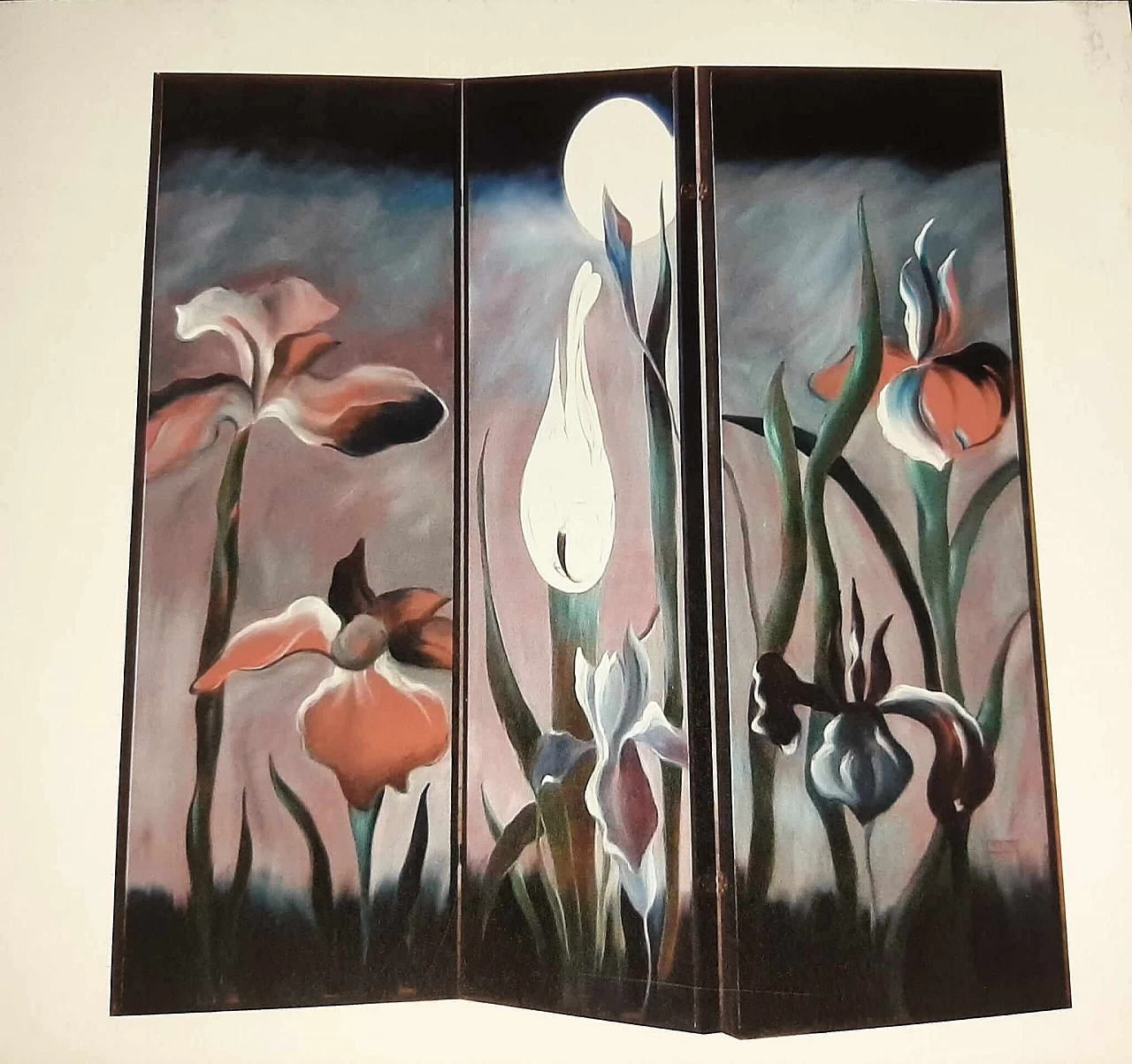 Three-panel screen with irises 1