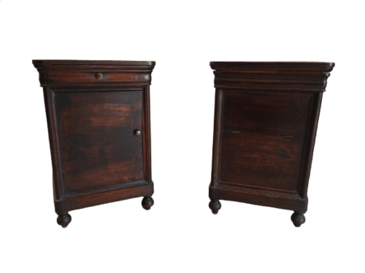 Pair of Louis Philippe bedside tables in walnut, mid-19th century 1