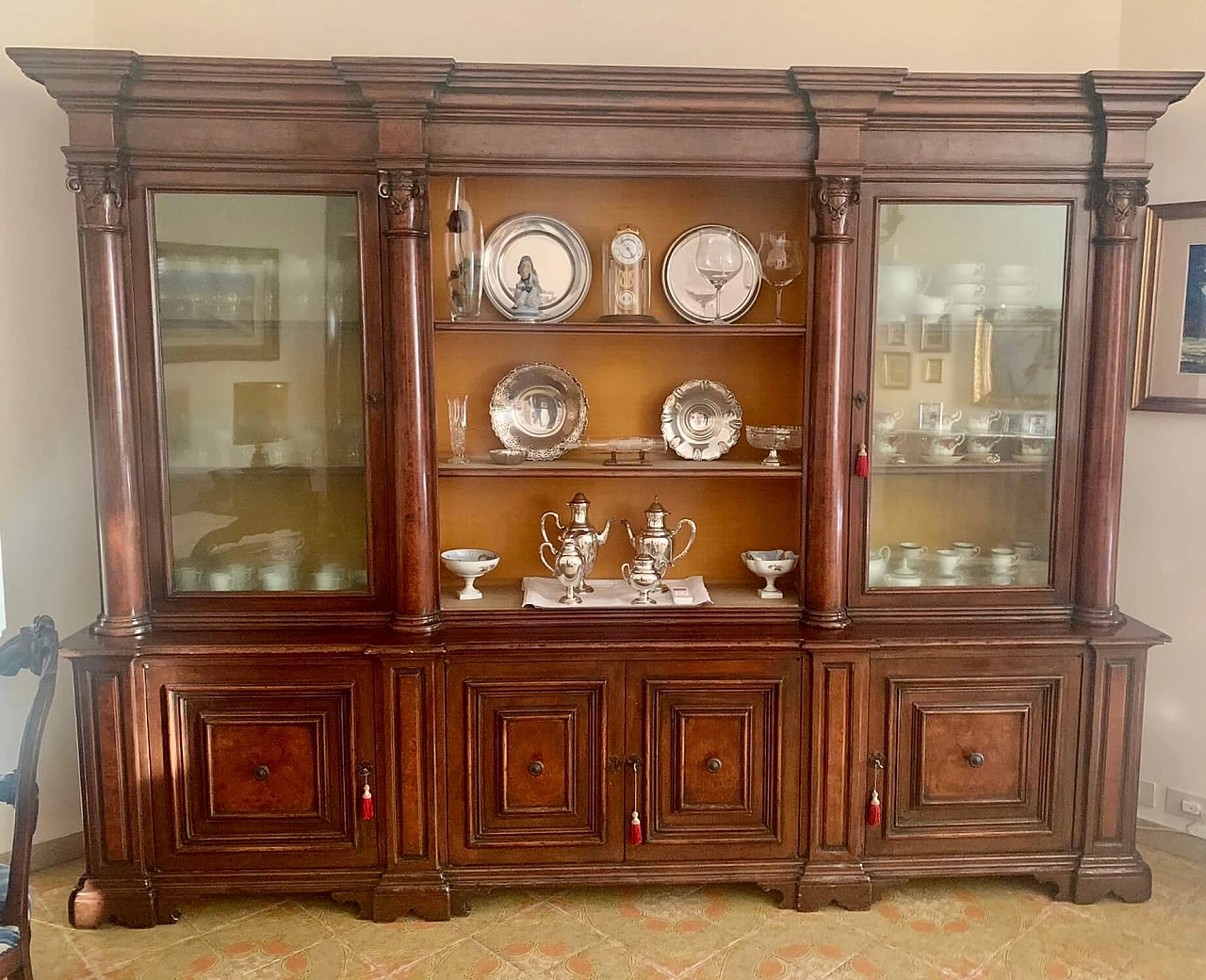 Wooden sideboard with display case, 1940s 2