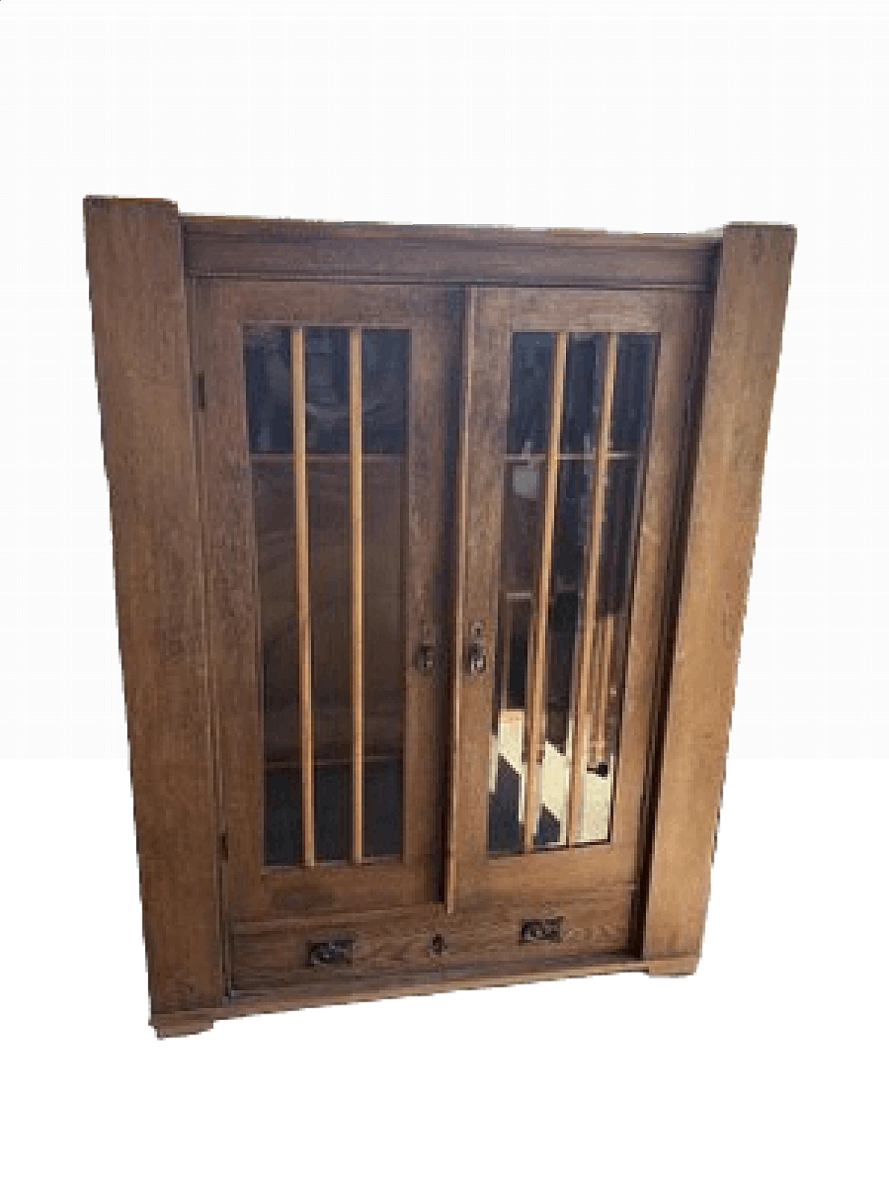 Oak closet with glass doors, early 20th century 8