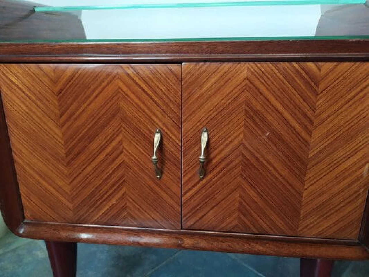 Pair of bedside tables in wood and glass attributed to Paolo Buffa, 1950s 2