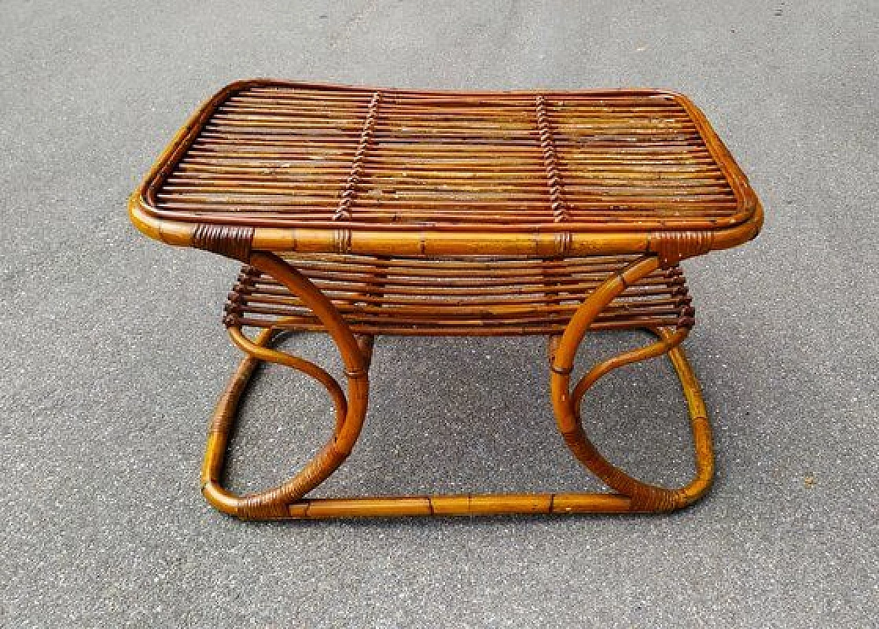 Bamboo coffee table in the style of Tito Agnoli, 1950s 1