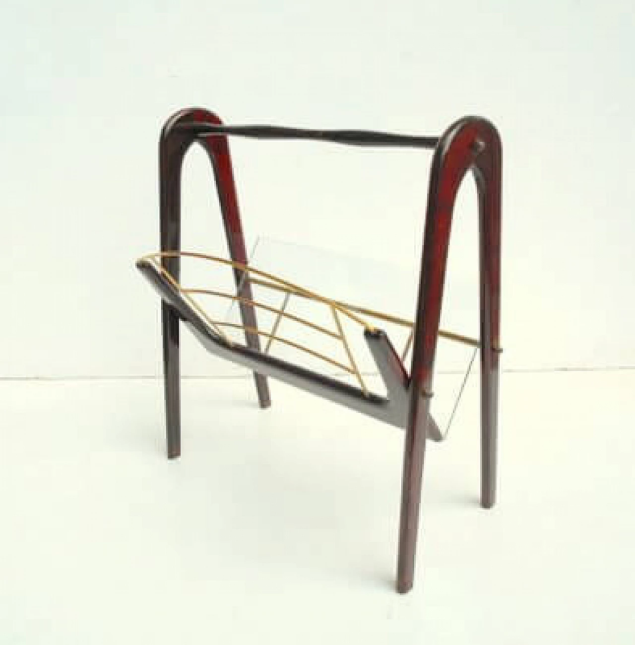 Wood and glass magazine rack by Cesare Lacca, 1950s 2