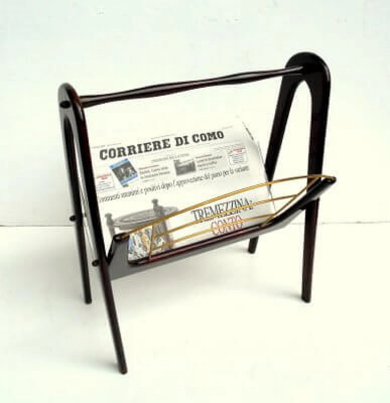 Wood and glass magazine rack by Cesare Lacca, 1950s 3