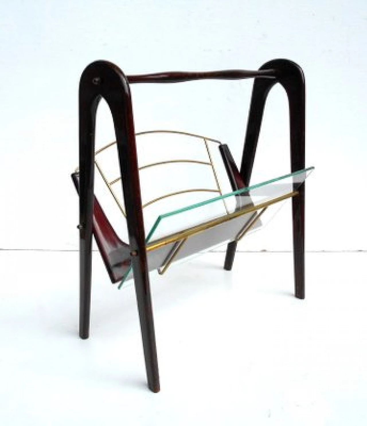 Wood and glass magazine rack by Cesare Lacca, 1950s 4