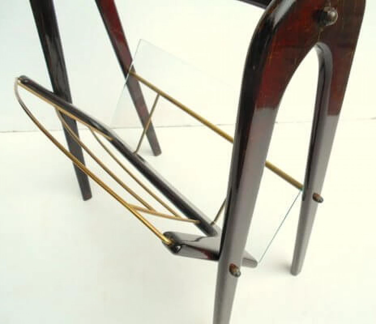 Wood and glass magazine rack by Cesare Lacca, 1950s 5