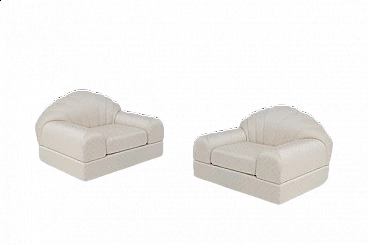 Pair of white armchairs by Alain Delon for Maison Jansen, 1970s