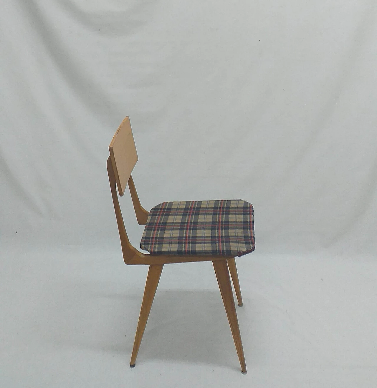 Three-drawer desk with green laminated top and original chair, 1950s 6