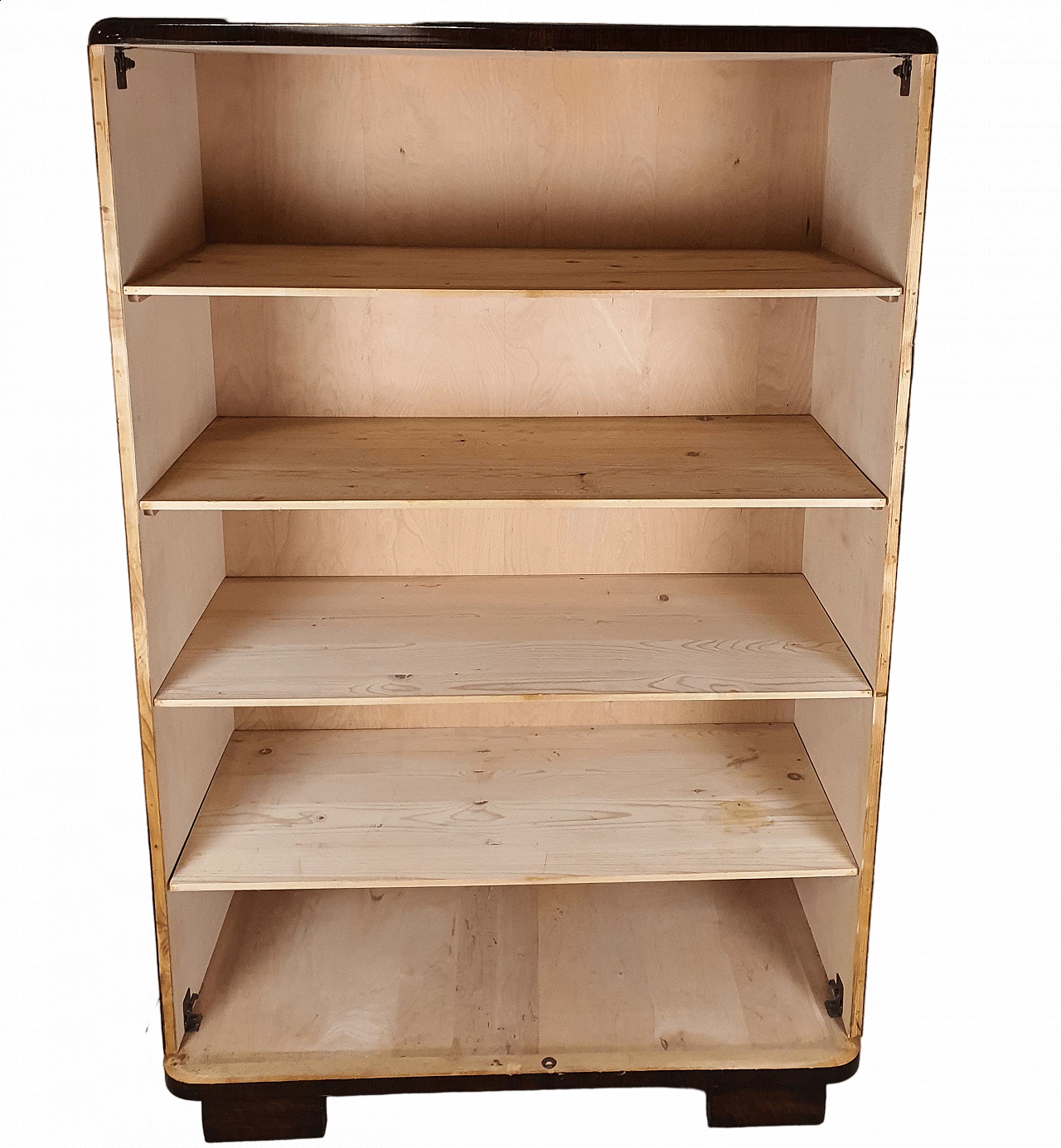 Mahogany burl bookcase with five adaptable shelves, 1950s 29