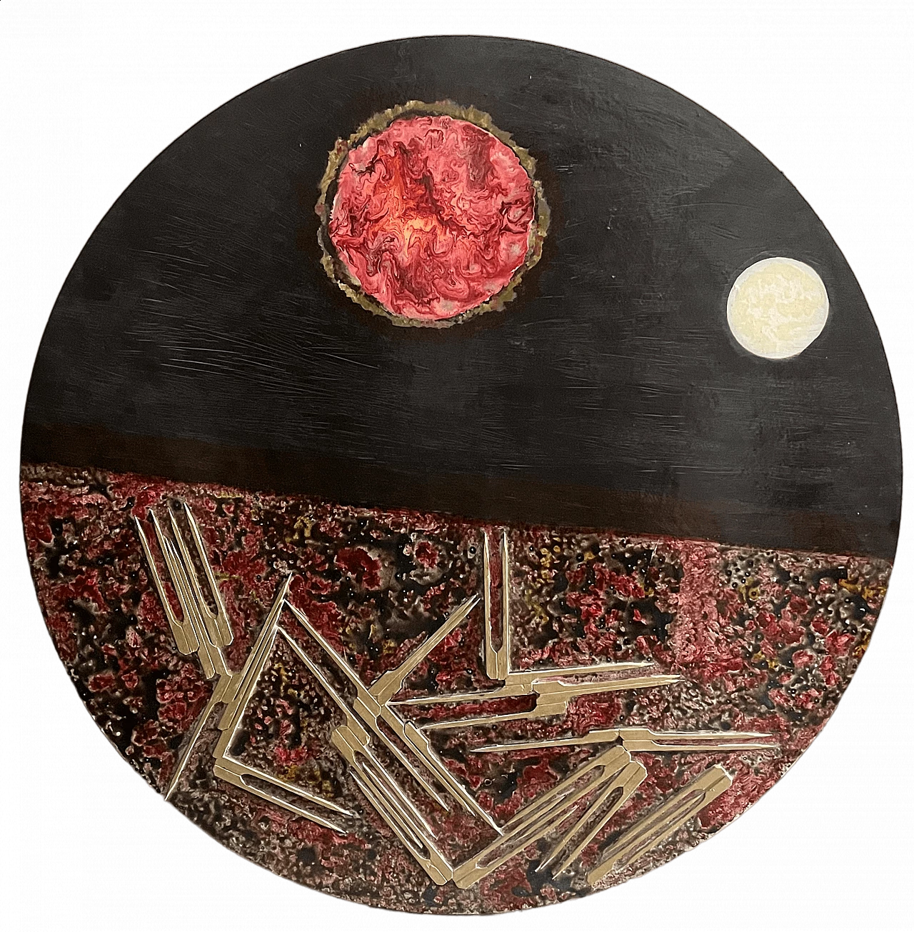 Bruno Carlino, Globe, dipinto a tempera, smalto e metallo su tavola, anni ‘2000 7