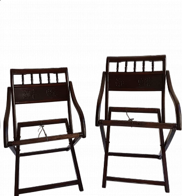 Pair of Chinese folding wooden chairs, 1930s