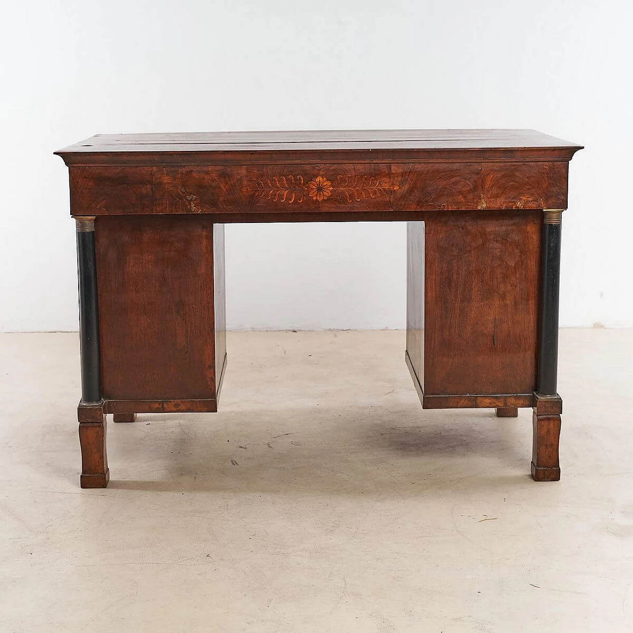 Empire-style panelled and inlaid wooden center desk, 19th century 10