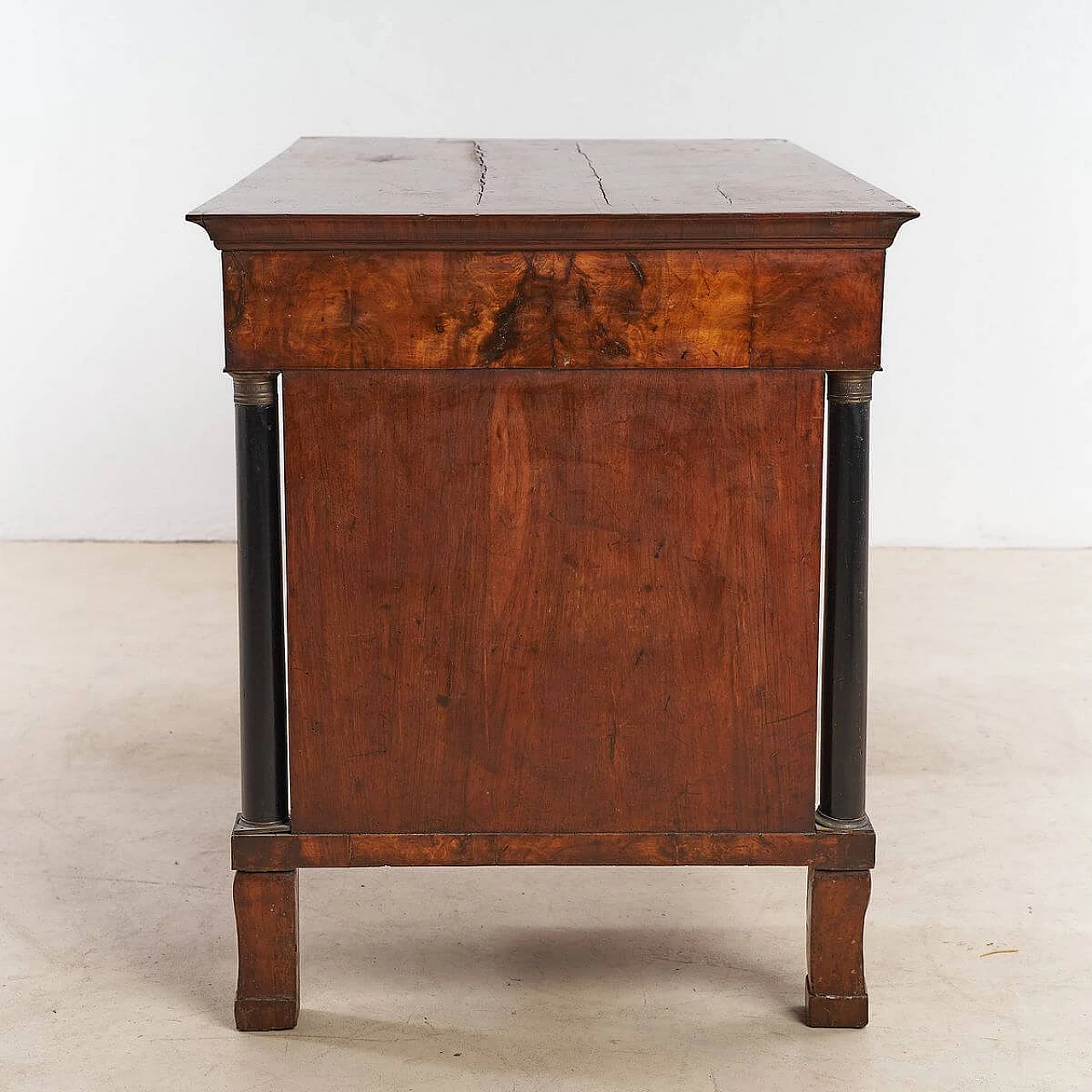 Empire-style panelled and inlaid wooden center desk, 19th century 14