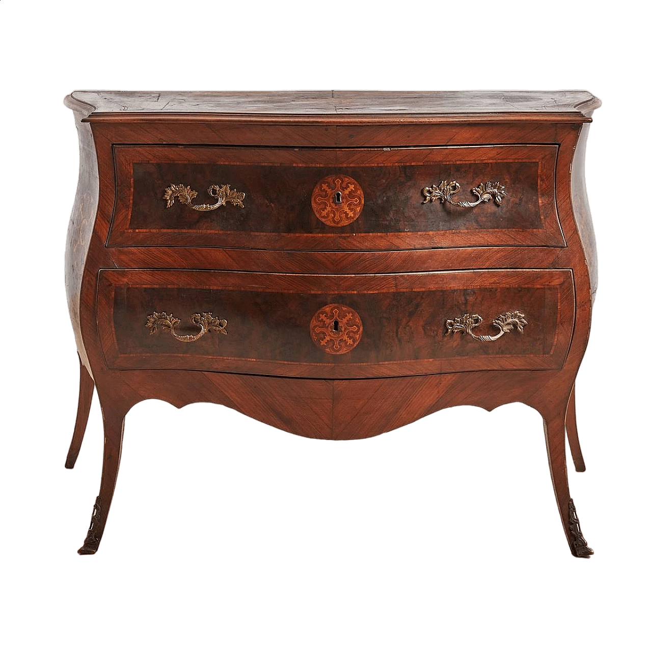 Two-drawer wooden moved dresser with inlay decoration, 19th century 10