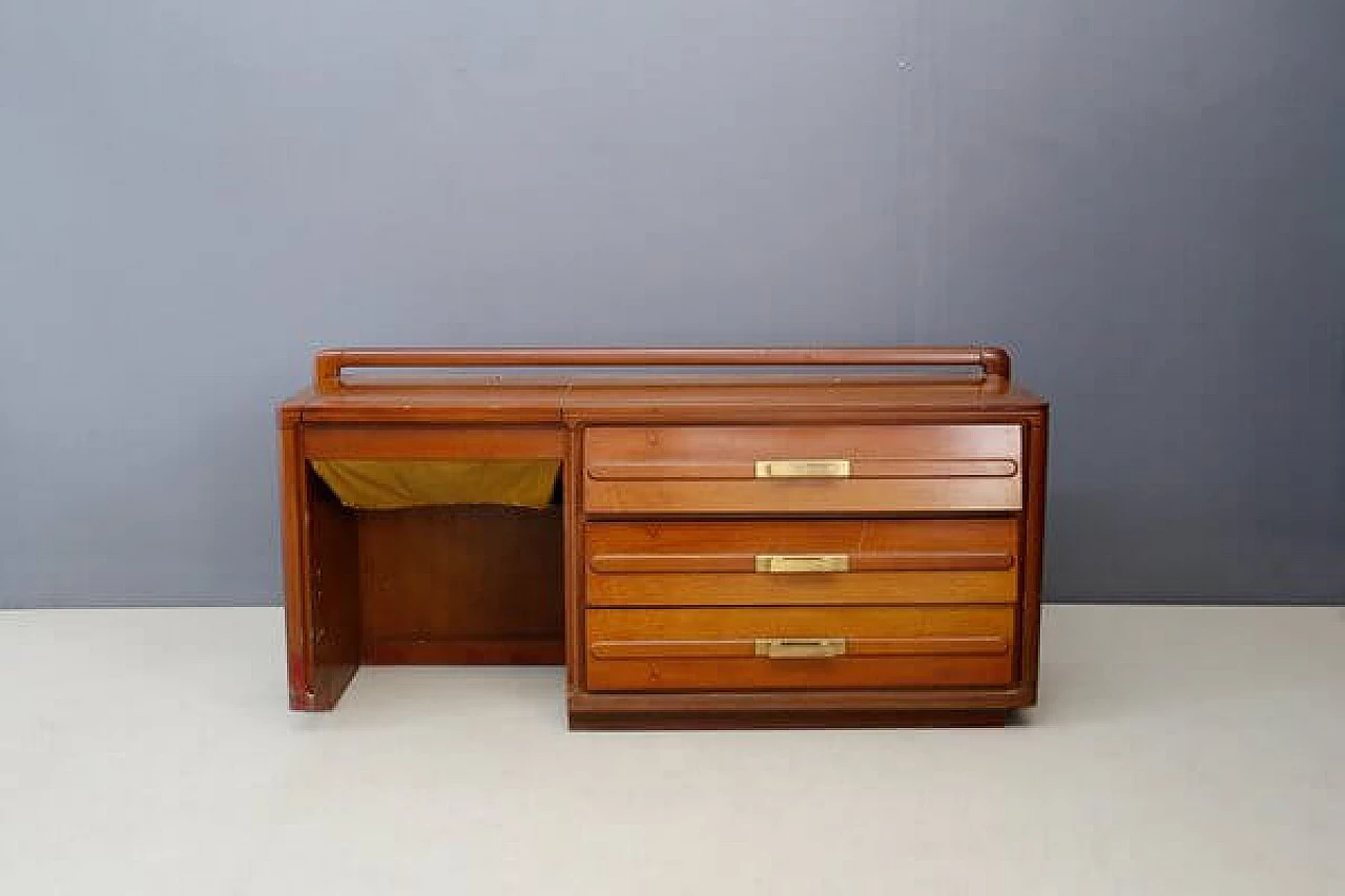 Walnut and pink mirrored chest of drawers, 1950s 1