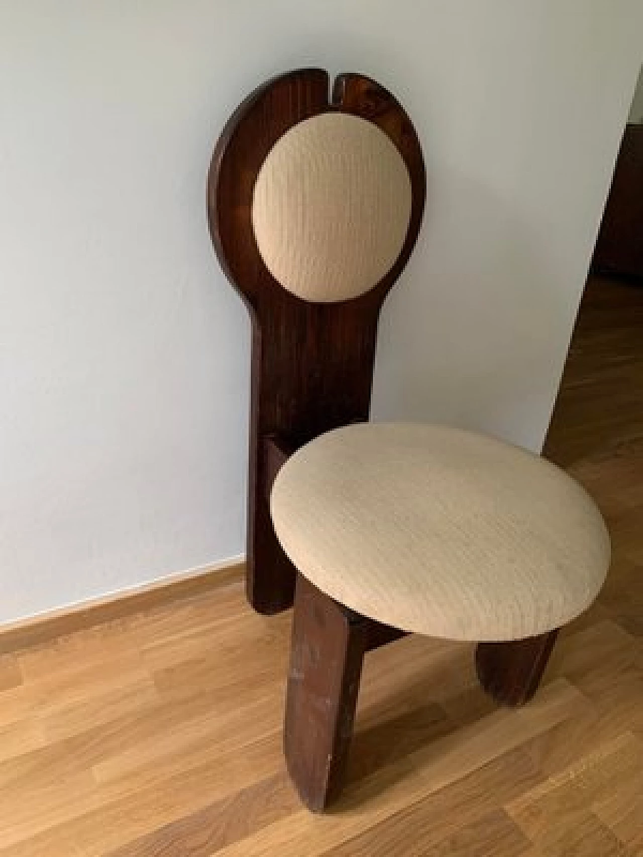 Chair in wood and beige fabric by Maria Szedleczky, 1960s 2