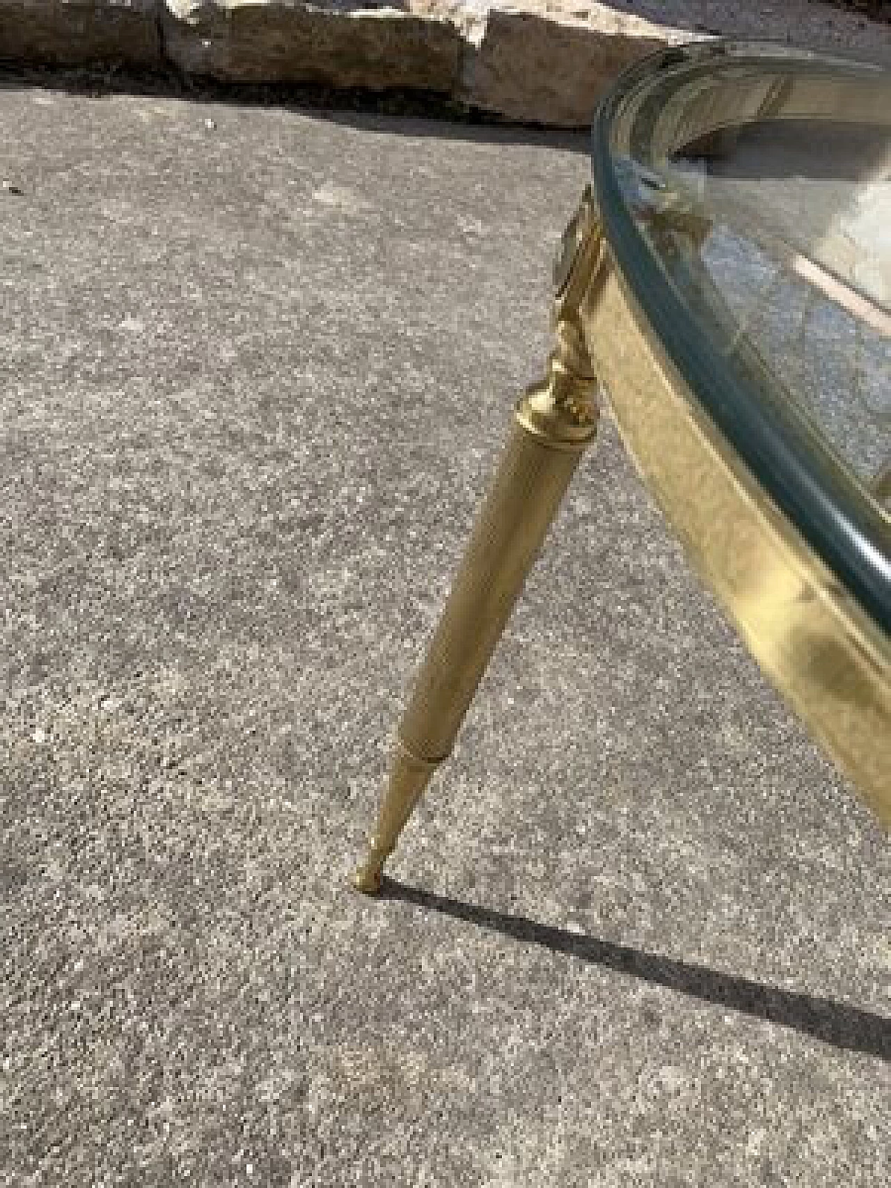 Round brass and glass side table, 1970s 5