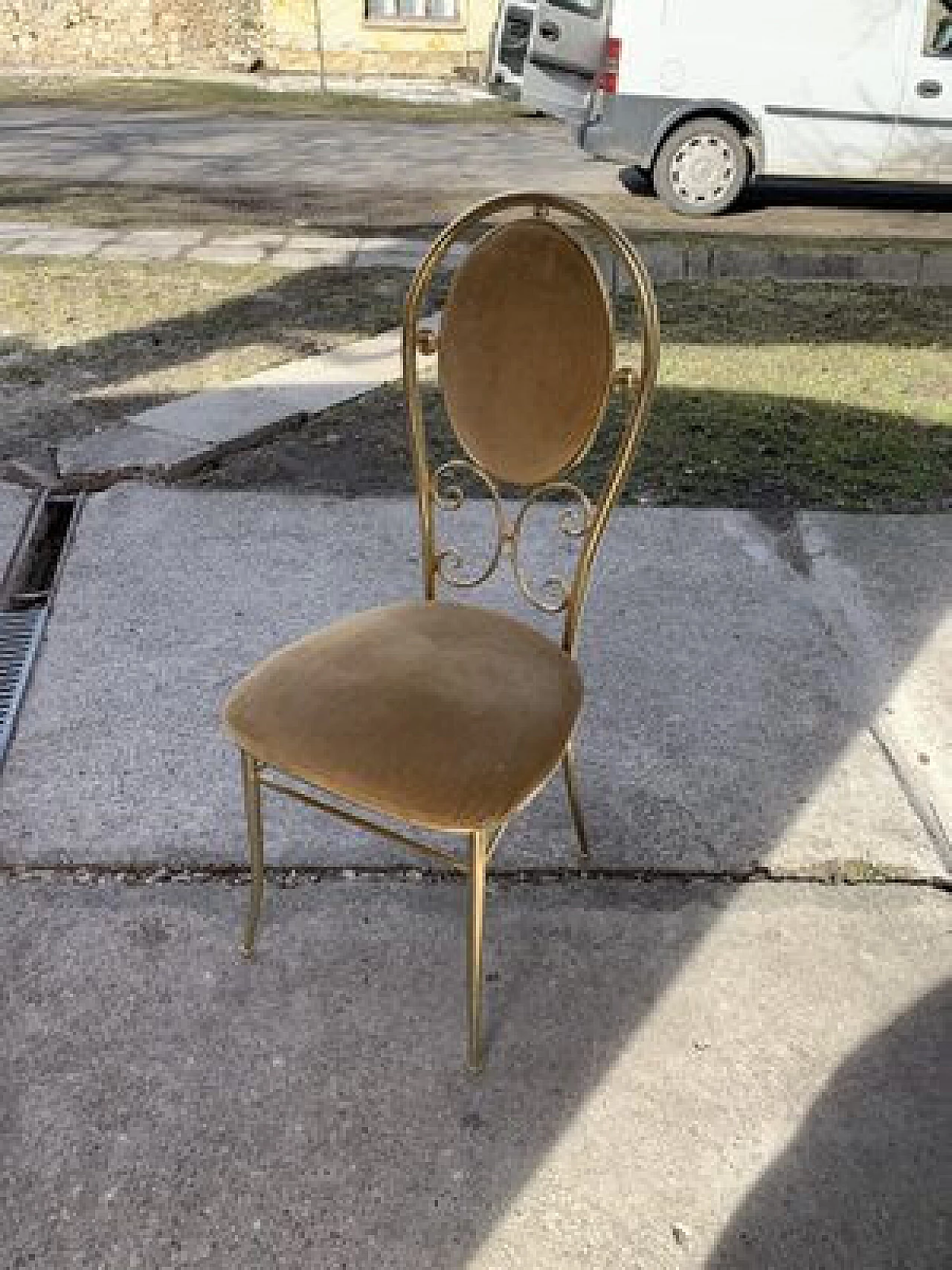 4 Chairs and table in brass by Paolo Salice, 1970s 5