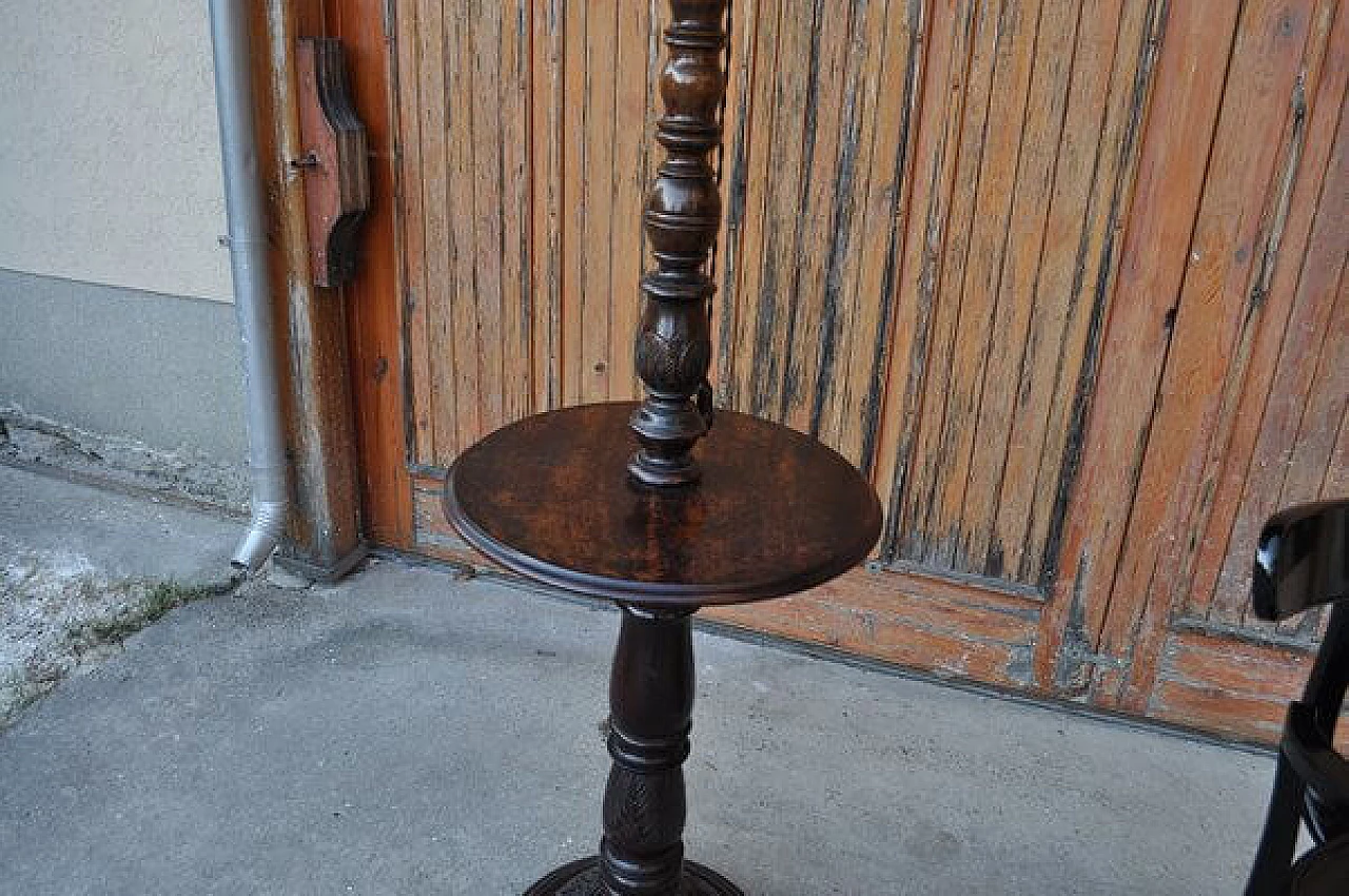 Wooden floor lamp with pink lampshade, early 20th century 4