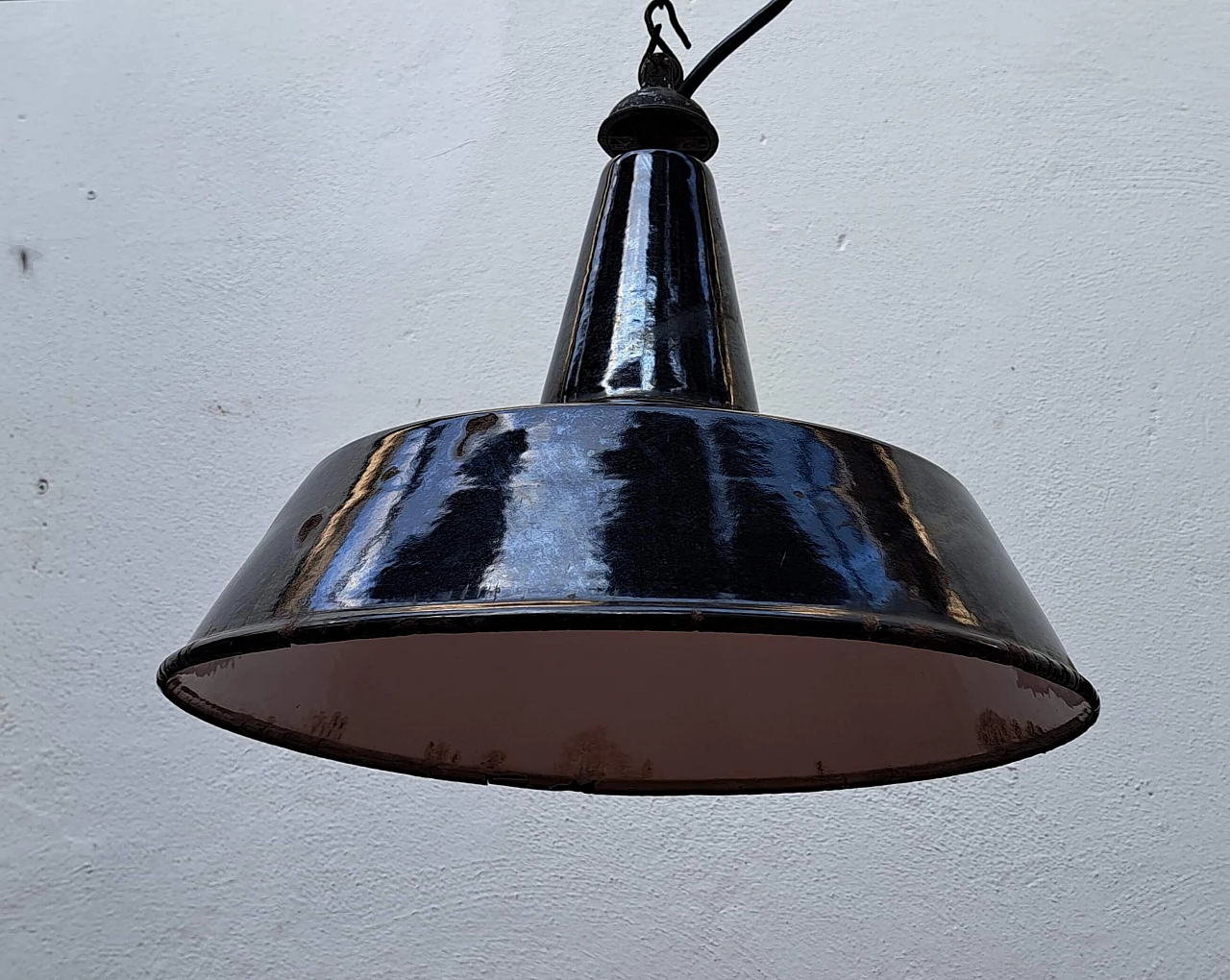 Enamelled iron ceiling lamp, 1950s 1