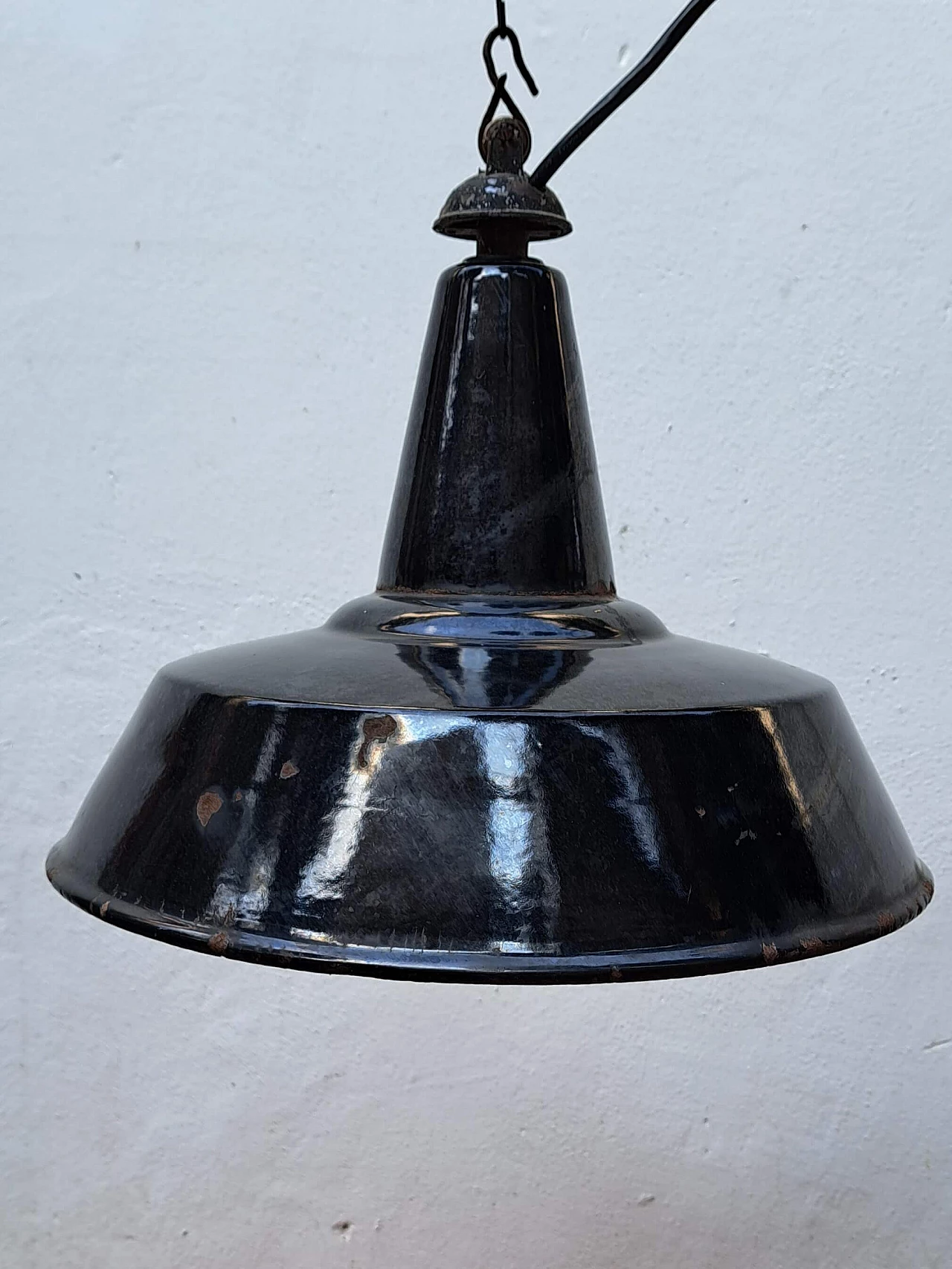 Enamelled iron ceiling lamp, 1950s 3