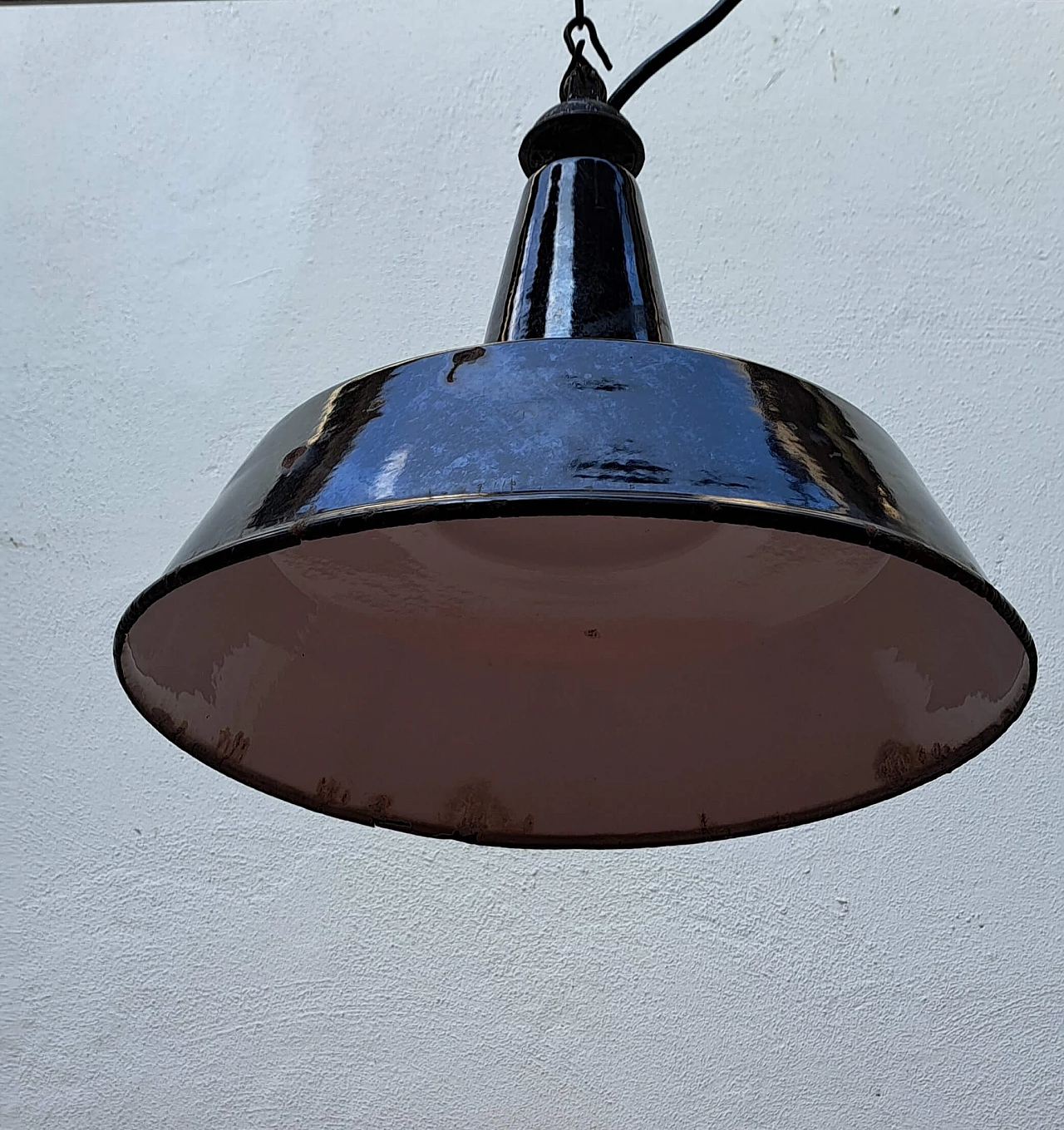 Enamelled iron ceiling lamp, 1950s 4