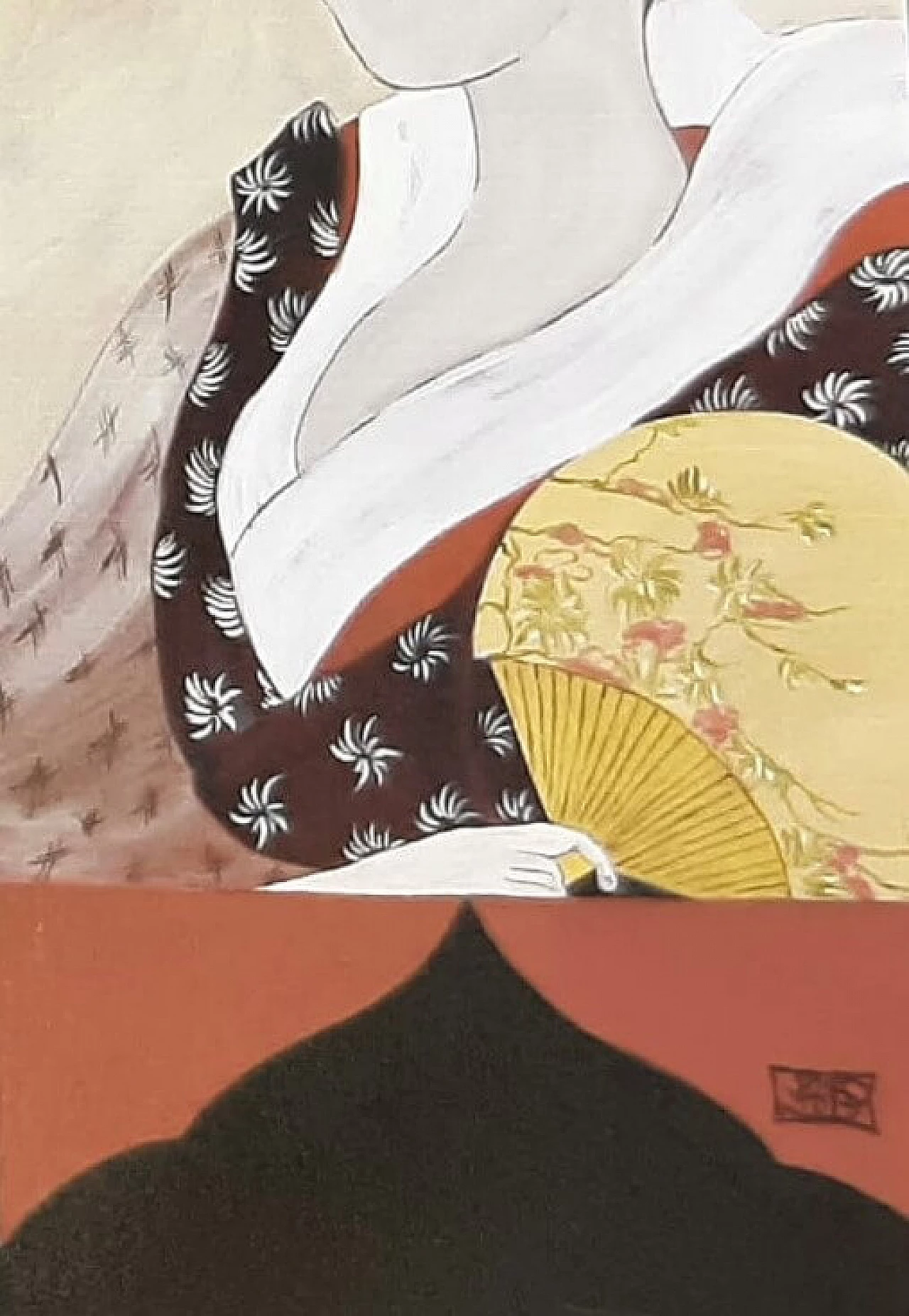 Three-panel screen with geishas 2