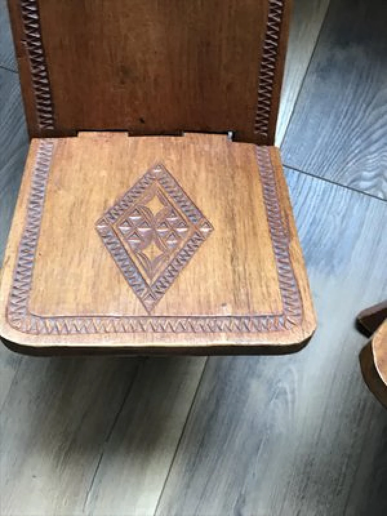 Pair of hand carved wooden chairs, 1960s 4