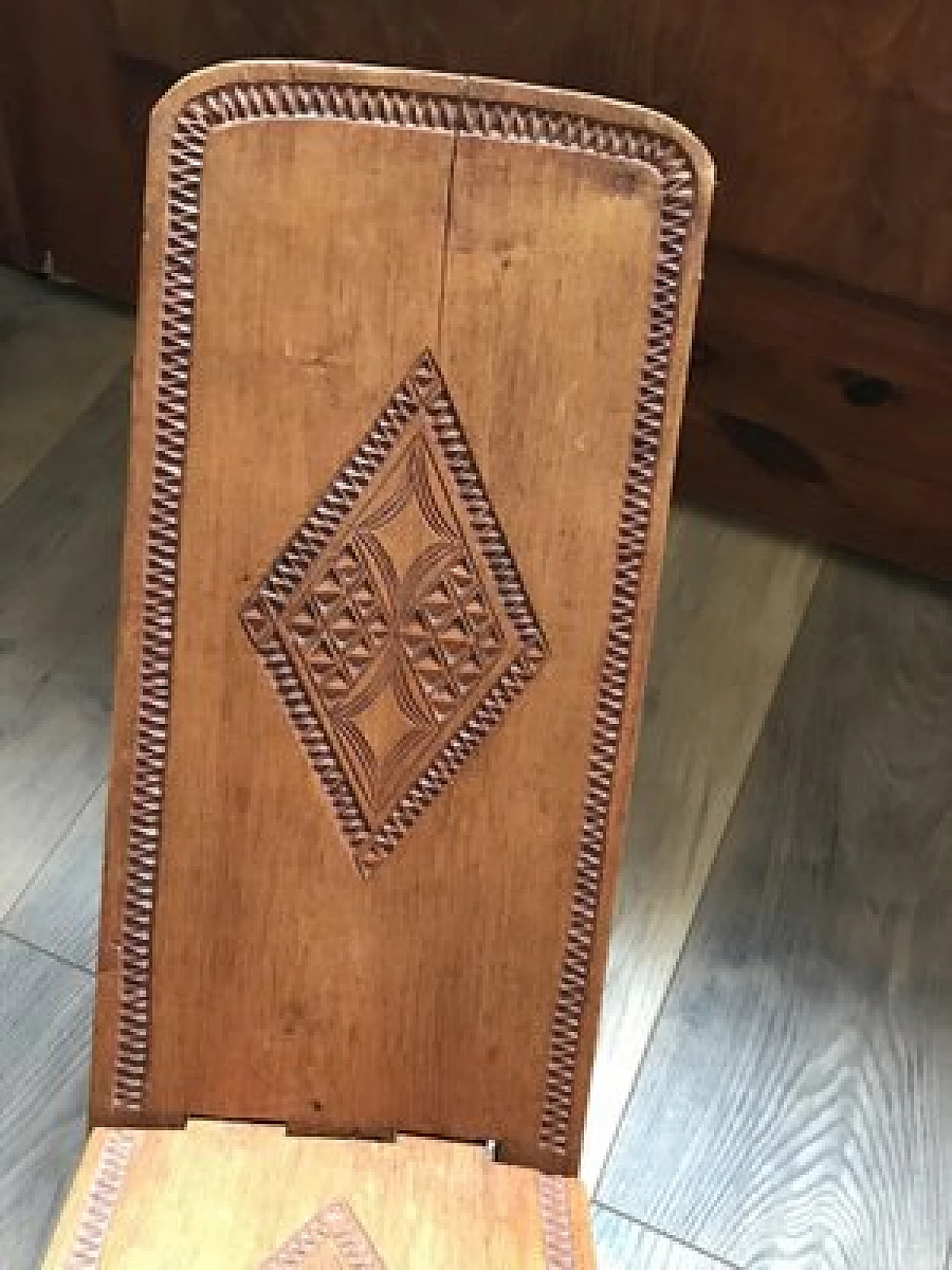 Pair of hand carved wooden chairs, 1960s 5