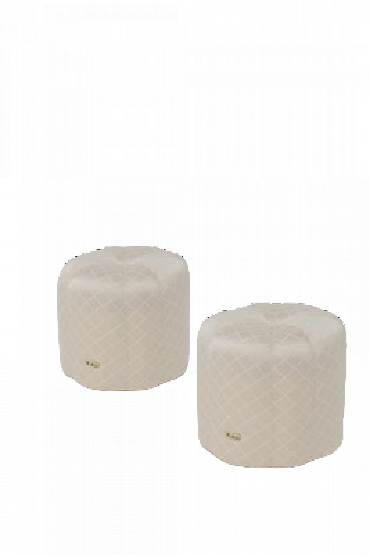 Pair of white poufs by Alain Delon for Maison Jansen, 1970s 7