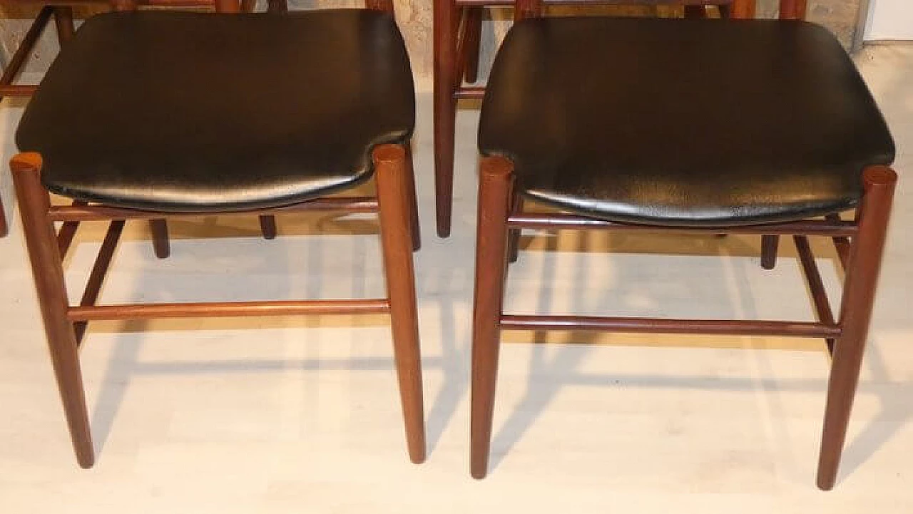 4 Chairs in skai and rosewood, 1950s 5