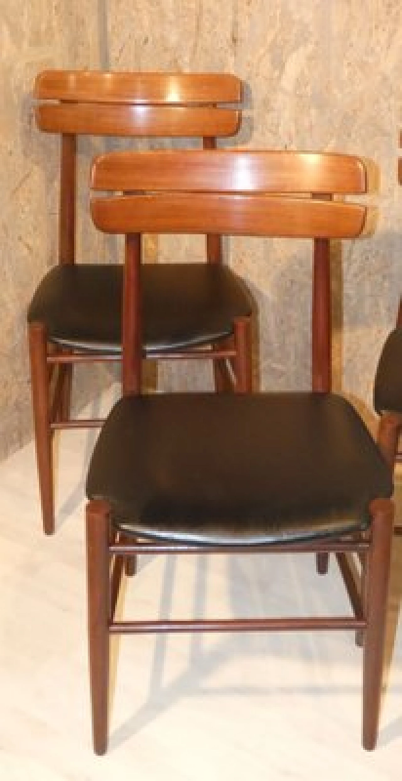 4 Chairs in skai and rosewood, 1950s 16