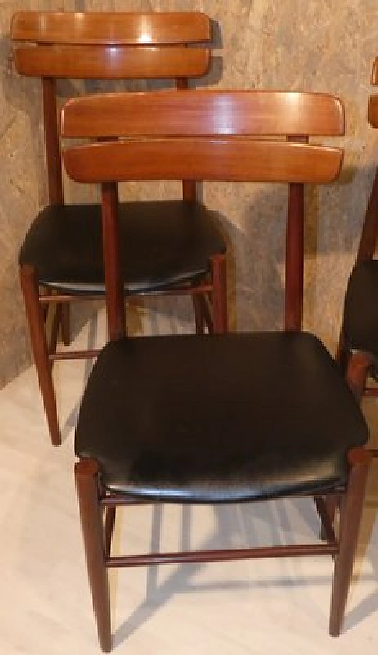 4 Chairs in skai and rosewood, 1950s 19