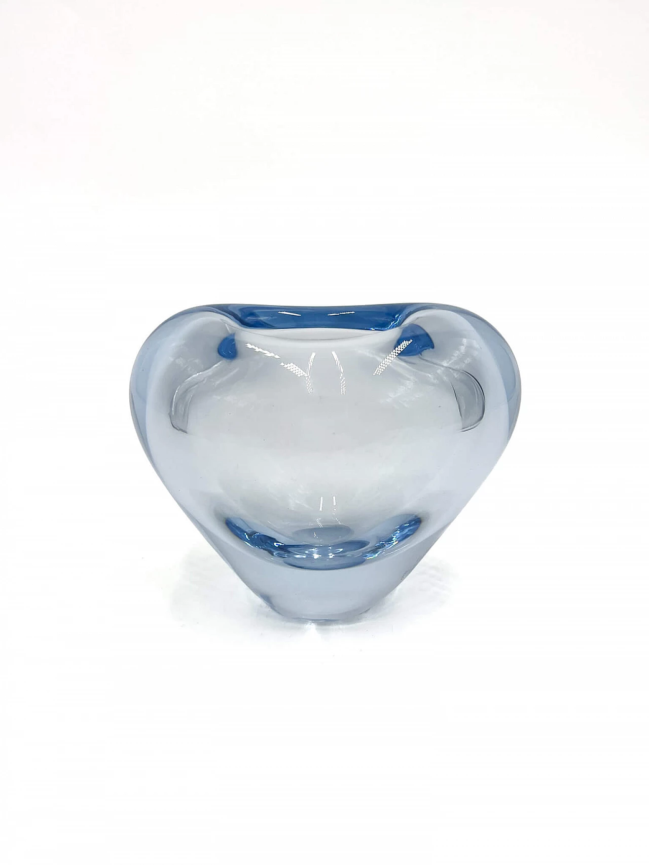 Blue glass heart vase by Per Lutken for Holmegaard, 1960s 1